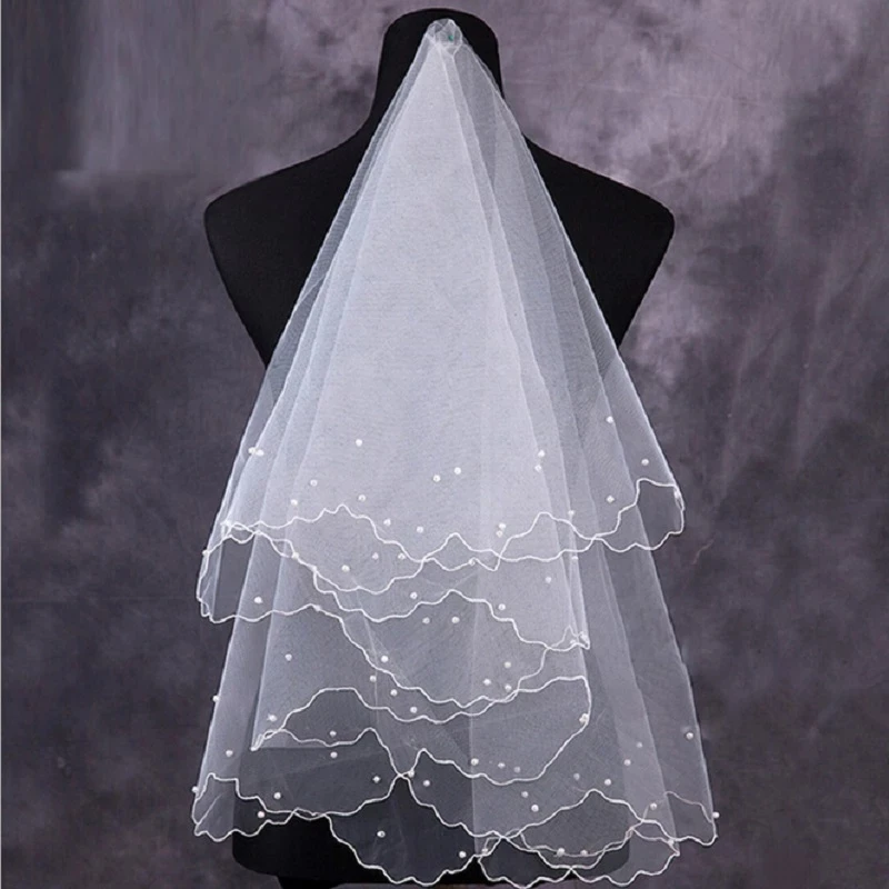 

Wedding Bridal Veil Tulle White Ivory One Layers Bride Accessories Short Women Veils