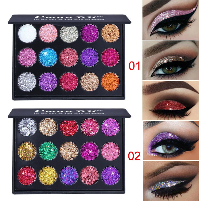 Brilho em pó Cores Sequin Sombra Paleta Alta Brilhante Hjl2021 15 1 15 cores sequin sombra paleta brilho em