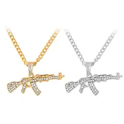 Хип-хоп панк унисекс для женщин и мужчин пистолет, украшенный стразами цепочка ожерелье ювелирные изделия повседневные украшения подарок