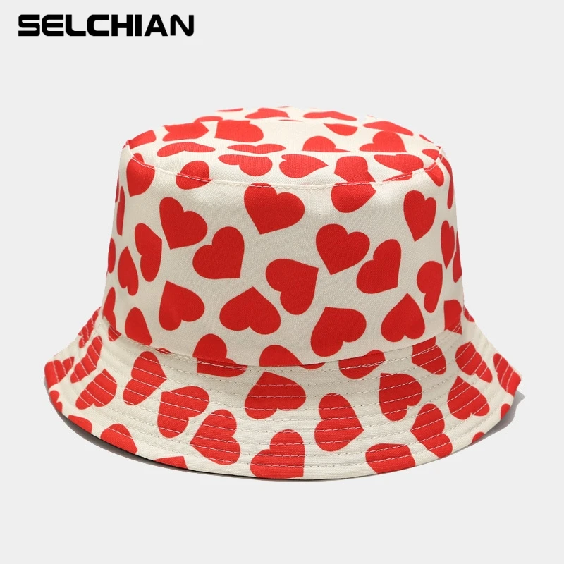 Hot New Fashion Print Hat White Black Bucket Hat Reversible Fisherman Caps Spring summer Hats For Women Men