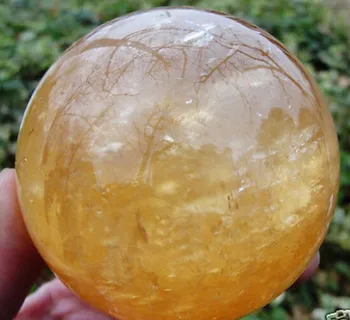 

YM 312 60MM+Stand Citrine Calcite Quartz Crystal Sphere Ball Healing