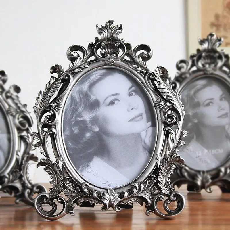 Cena Retro owalna ramka na zdjęcia żywica pulpit ramka na zdjęcia wesele złote oprawki ozdoby do dekoracji domu prezent rzemiosła 6 7 8 Cal