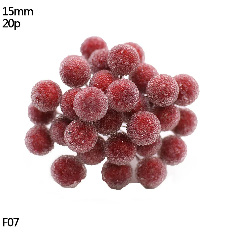 R07-20pcs red Золотой мини пластиковый искусственный цветок, тычинки, ягоды вишни, сделай сам, Рождественский свадебный венок, ремесло, искусственный цветок, украшение для дома - Цвет: R07-20pcs red