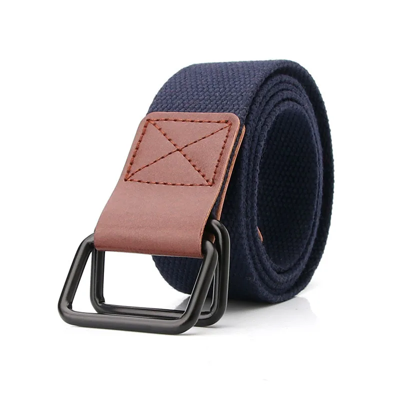 Unisex Canvas Belt  Hot Men Designer Belt Trap Double-ring Buckle Male Casual Solid Knitted Jean Belts Dropshiping brown designer belt