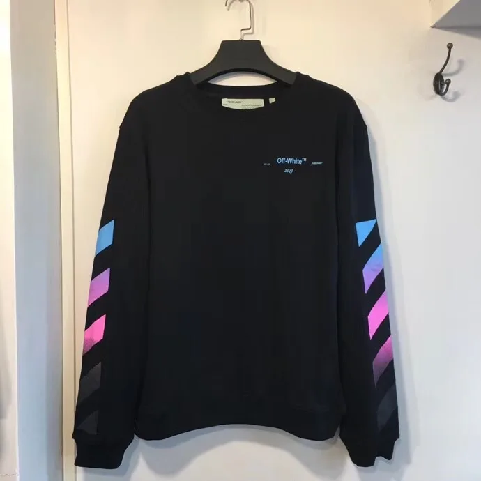 OFF-WHITE OW 19SS градиентная стрелка с круглым вырезом махровое кольцо пара свободная толстовка с круглым вырезом куртка