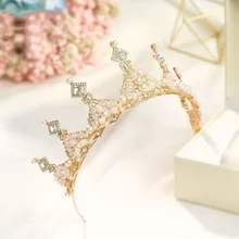 Стиль свадьба корона корейский стиль невесты корона кристалл головной убор с жемчужинами Свадебный орнамент для одежды