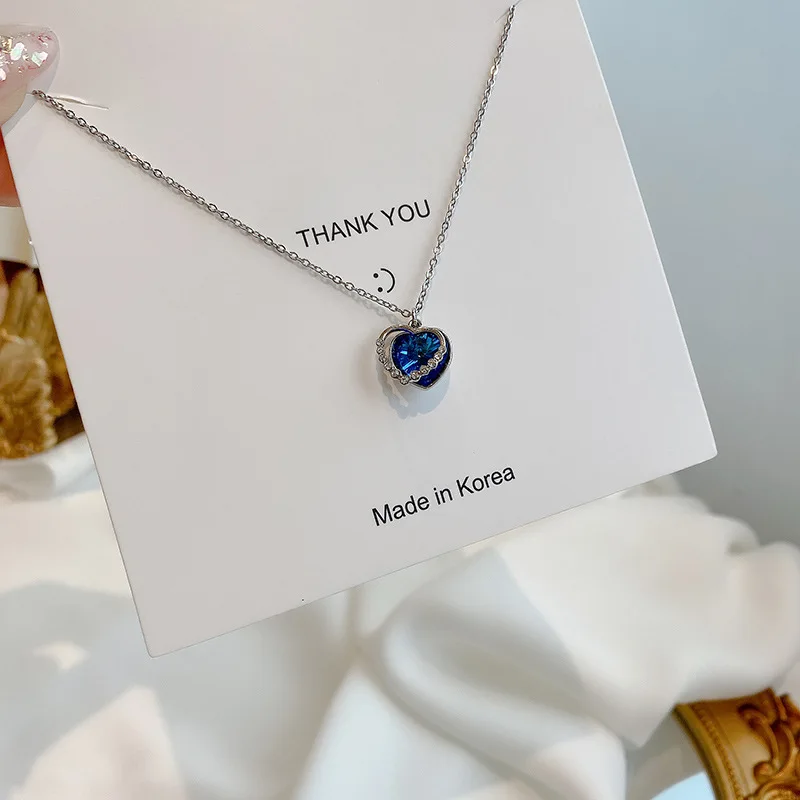 Collares sencillos y elegantes con colgante de azul para collar de gemas de corazón romántico la moda, buen regalo _ - AliExpress Mobile