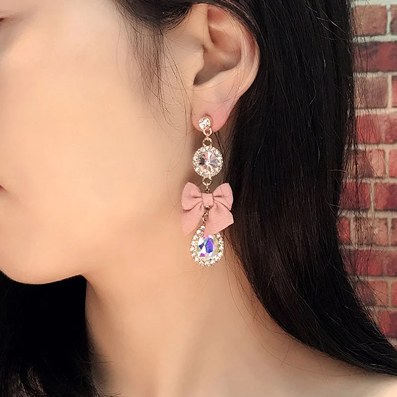 

Cute Love Bow Tie Stud Earrings For Women Simple Sweet Jewelry Accessories