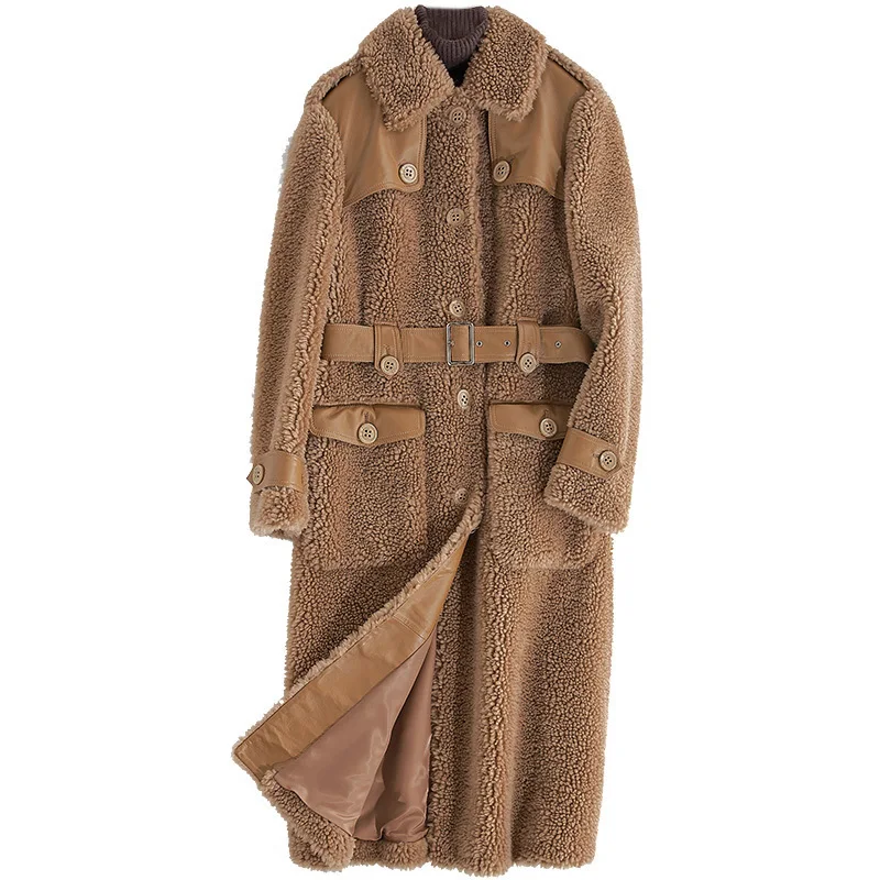 

Vintage Real Fur Coat Female 100% Wool Jacket Women Clothes 2020 Korean Elegant Long Sheep Shearing Coats Fur Tops Hiver 180354