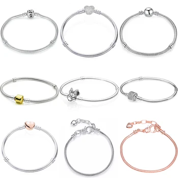 

Fits pandora bracelet charm original base snake chain women jewelry bracelet & bangle pulsera 2020 berloque