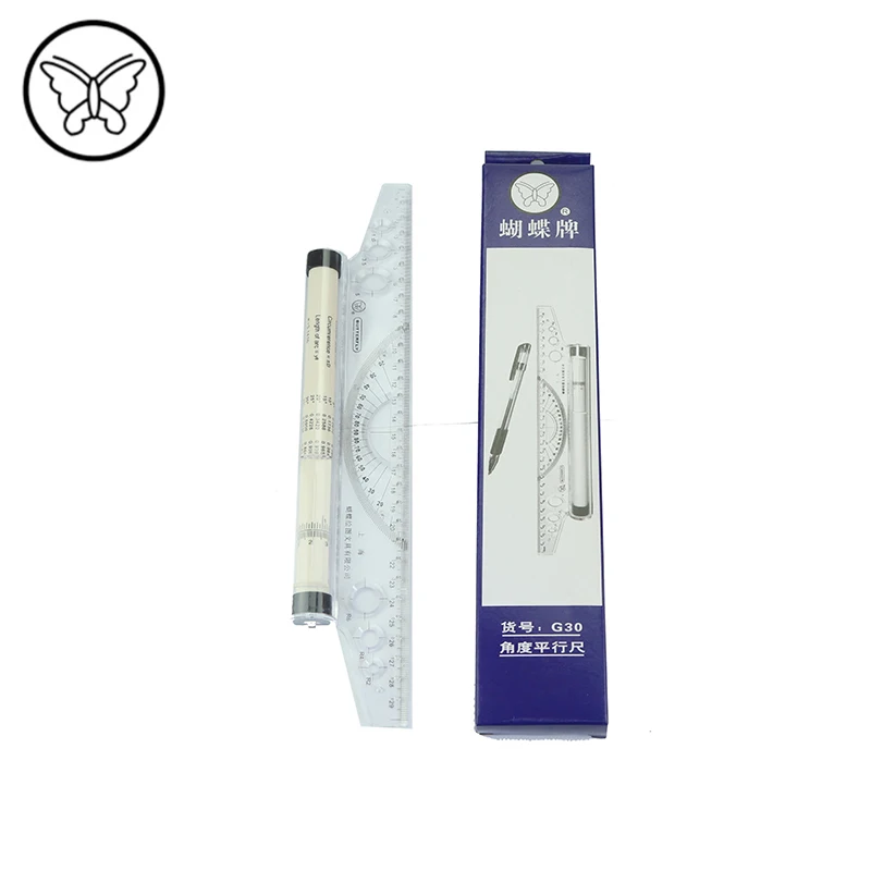 Pusher Ruler Butterfly G30 Plastic Multi-purpose Angle Parallel Ruler 30cm Rolling ...