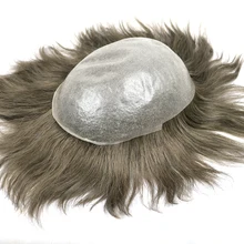 0,06-0,08 мм тонкий кожаный мужской парик для замены волос мужской Т-цвет#5 прямые волосы для мужчин