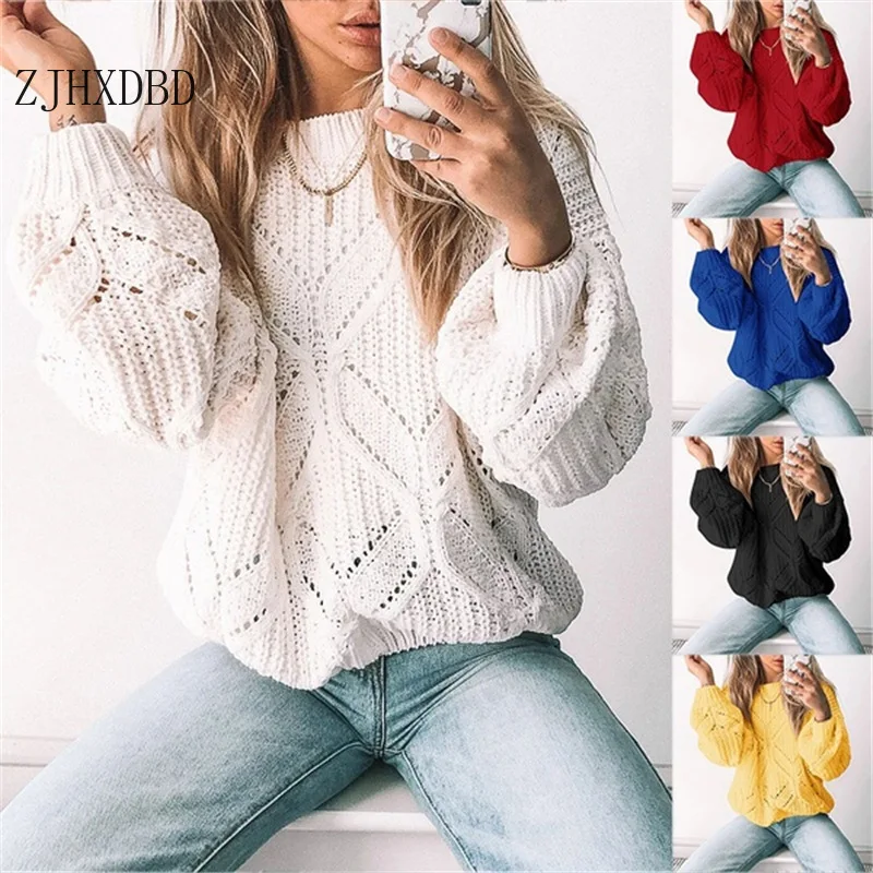 

2020 Irregular Red Autumn Winter Knitted Sweater for Women Pull Femme Oversize Loose Long Sleeve Solid Color Warm Sweater Jumper