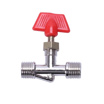 

15/32" Male to Male Thread Inline Manual Valve for Air Compressor Red+Silver