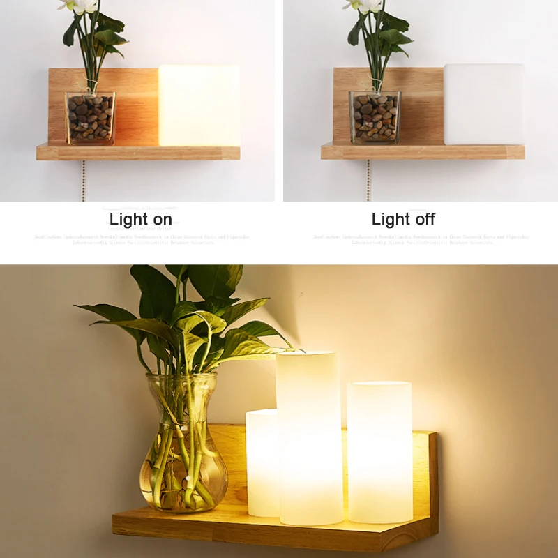 Bedroom LED Wall Lamp Simple Modern Nordic Solid Wood Indoor Lighting Aisle Balcony Living Room Hotel Fixtures