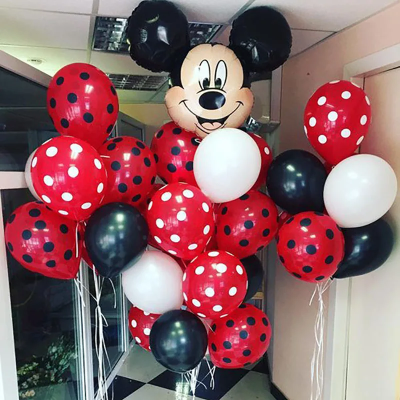 10pcs Mini Mickey Minnie Head Foil Balloons Kids Cartoon Classic Toys inflatable Helium Balloon Birthday Party Decor Supplies