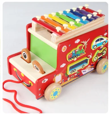 Игрушка-прозрение, музыкальная игрушка, мультяшная Классическая Детская игрушка, детская деревянная развивающая модель для детей, подарки для детей, Скручивающиеся игрушки для автомобиля - Цвет: Красный