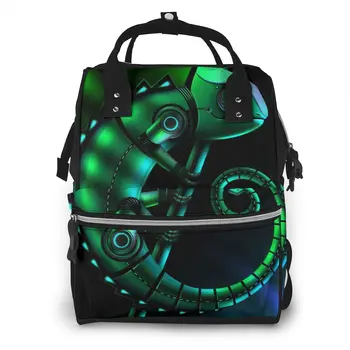 

Fashion Mummy Maternity Nappy Bag Green Chameleon Lizard Large Capacity Baby Bag Travel Nursing Bag for Baby Care