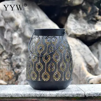 

Party Festival Lantern Hollow Black Iron Hanging Handle Lantern Outdoor Courtyard Light Halloween Decor Solar Charge Lampion