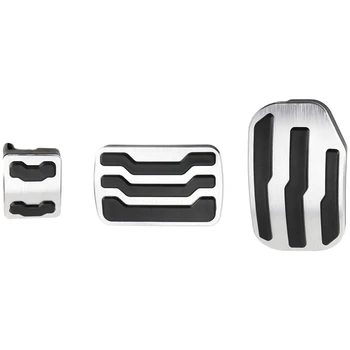 

3Pc Set Track Design Silver Aluminum Alloy Foot Pedal Covers for 2015-Up Ford F150, 2017-Up Raptor
