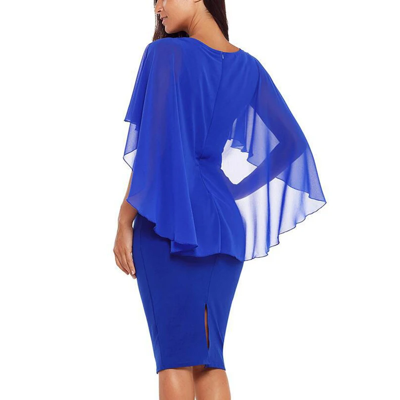 Женское платье большого размера необычное с круглым вырезом однотонное