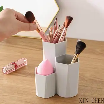 

Cosmetic Holder Make Up Tools Pen Holder Rack 3 Lattices Cosmetic Make-up Brush Storage Box Table Organizer Makeup Nail Polish