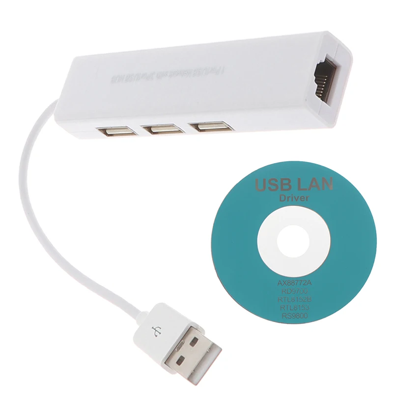 USB Ethernet с 3 портами usb-хаб 2,0 RJ45 Lan сетевая карта USB в Ethernet адаптер для ПК USB 2,0 концентратор с USB LAN Драйвером