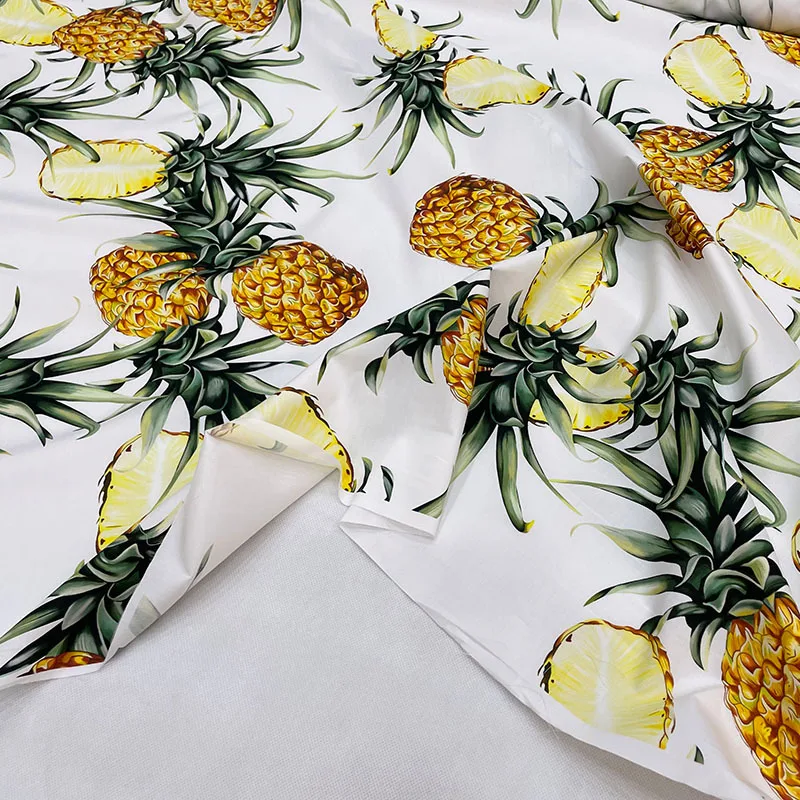 Brand Fashion Natural 100% Cotton Pineapple Printed Clothing Skirt Women's  Clothing Fabric for Dress by Meter Sewing Material
