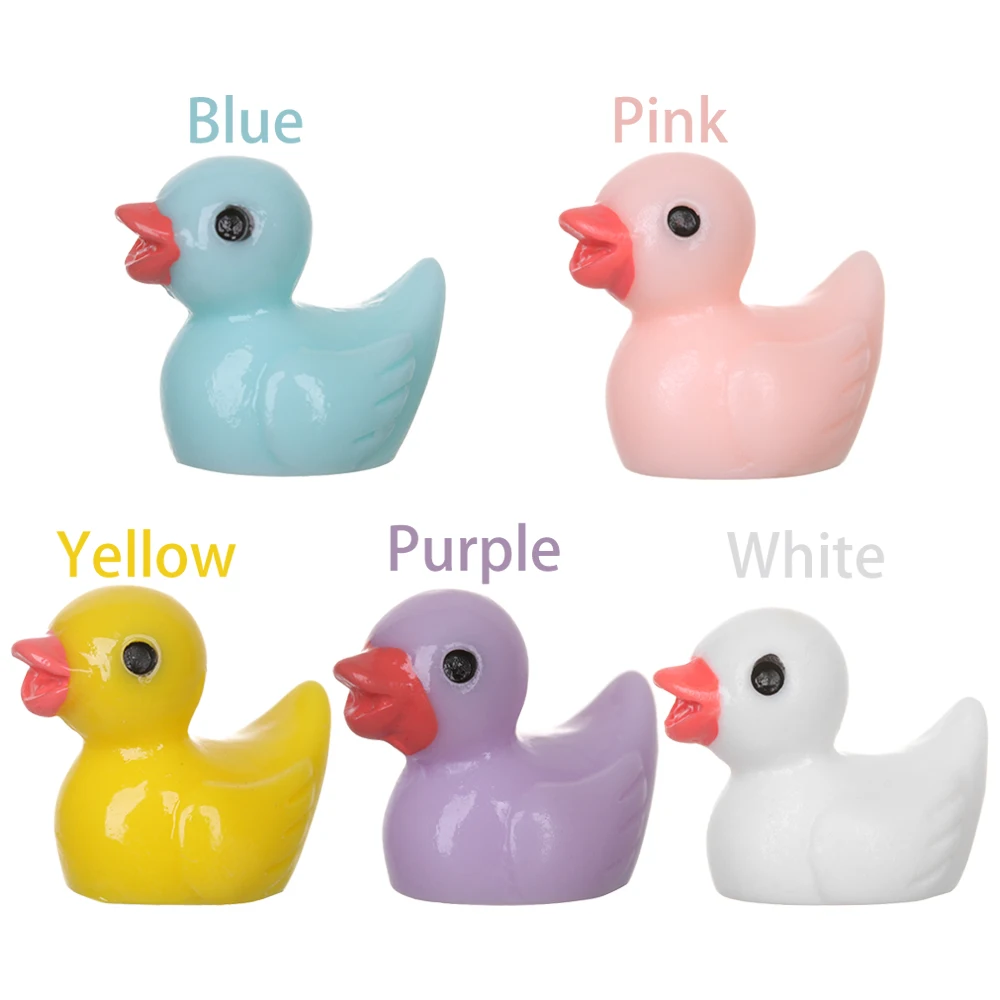 

5pcs Small Pasture Statue Figurine Micro Crafts Mini Colorful Duck Duckling Ornament Miniatures DIY Garden Decor Kids Toys