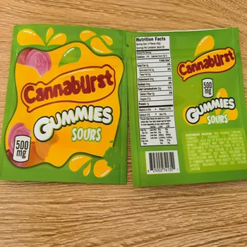 

500mg Cannaburst Mylar Bag Childproof Edibles Empty Zipper Retail Storage Packaging For Dry Herb Tobacco Flower