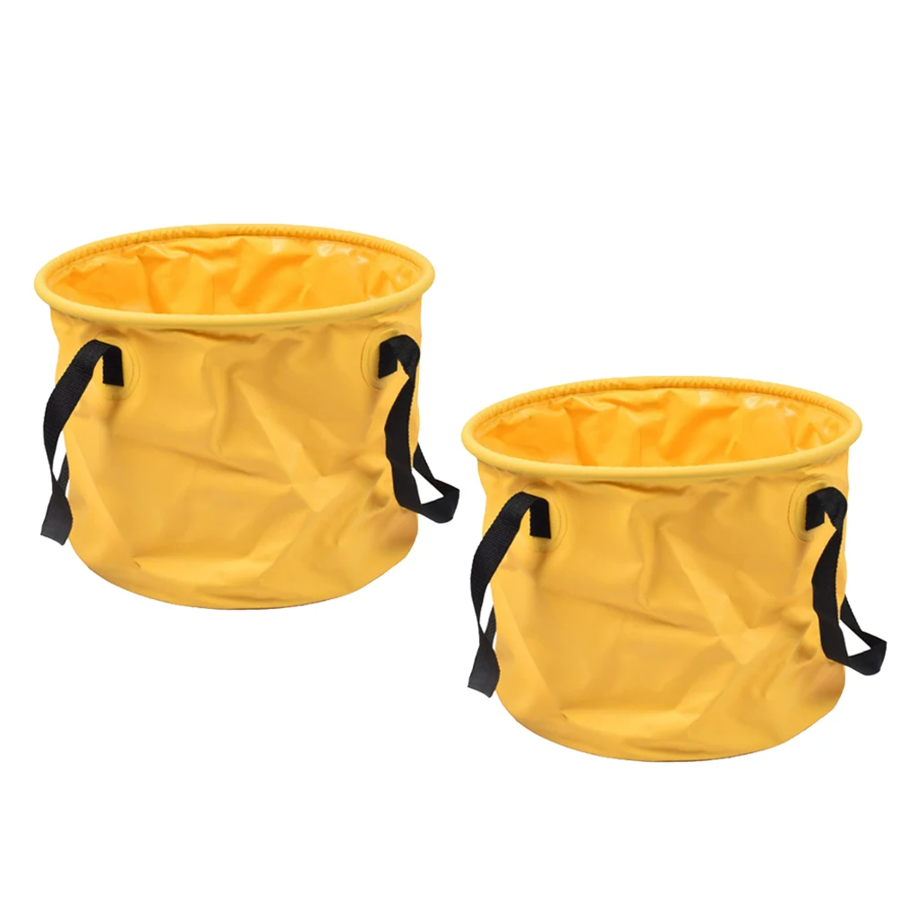 2pcs Folding Fishing Buckets Fishing Pail Fish Bucket Water Carrier Bag Outdoor Hiking Camping Hunting Travel Water Basin