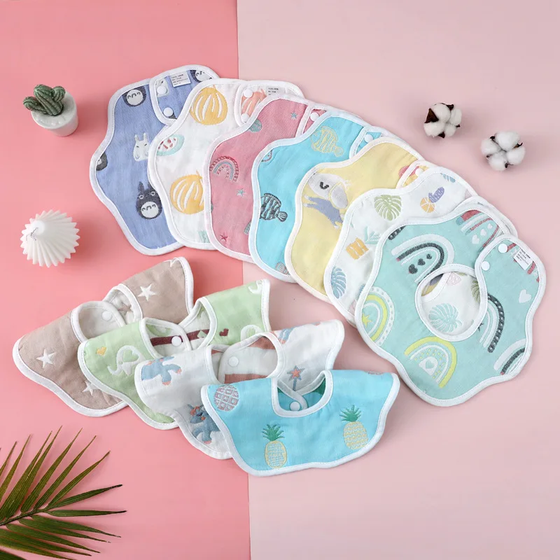 Baby Bibs 360 Degree Rotation Cotton Soft Baby Kids Bandana Burp Cloth Lovely Flower Newborn Infant Saliva Towel Baby Stuff new born baby accessories	