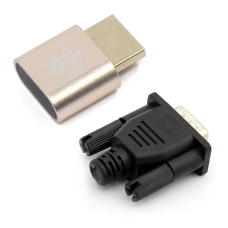 2 шт. VGA адаптер виртуального дисплея: 1 HDMI DDC EDID пустышка без головы призрак