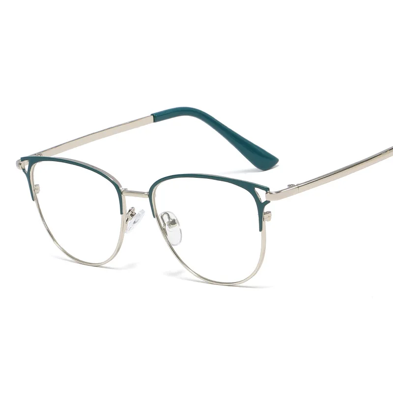 Тренд кошачий глаз металлические очки Рамка для женщин бренд винтажные плоские зеркальные мужские ретро декоративные с близорукостью очки для компьютера - Цвет оправы: 5 Green