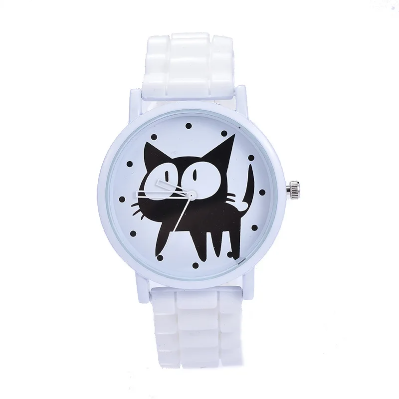 

Cartoon Cat Women's watches new design Silicone Brand Sport Quartz WristWatch Fashion colorful Femme women watches top brand