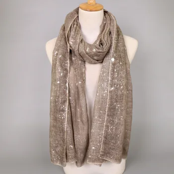 

Women Fashion Plain Shimmer Silver Press Viscose Shawl Scarf Winter Bling Zig Zag Oversize Thick Wrap Hijabs Muslim Sjaal