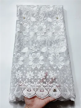 

New Style white Nigerian 3D Stones Lace Fabric 2020 High Quality Milk silk African Net Lace Fabric Wedding French Tulle Lace