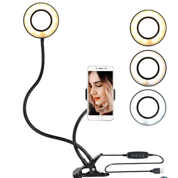 

Photography lighting USB Interface Dimmable LED Selfie Mini LED Light Phone Photography Video Makeup Lamp Phone Clip Round Light