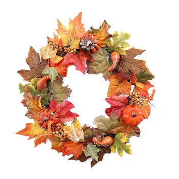 

45cm Halloween Maple Leaf Wreath Door Decor Hanging Pendant Simulation Garland Christmas Door Ornament Artificial Wreath