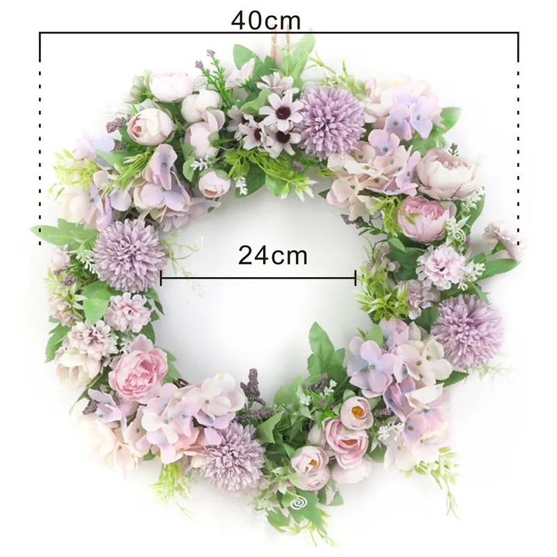 Artificial wreath door decoration flower wreaths decoration wedding hanging spring wreath ring round home decor