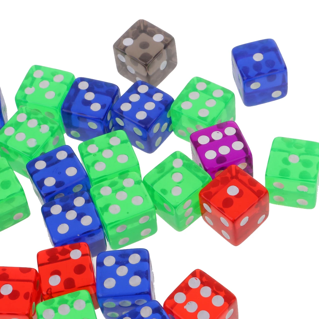 50Pieces D6 Dice 16mm Die Six Sided w/ Bag for MTG PRG TRPG Board Game Toys
