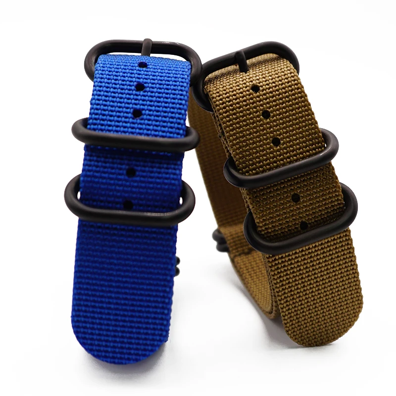 

20mm 22mm High Quality Watch Strap Fit Zulu Nylon Watchband For Nato Nylon With Stainless Steel 5 Rings Strap