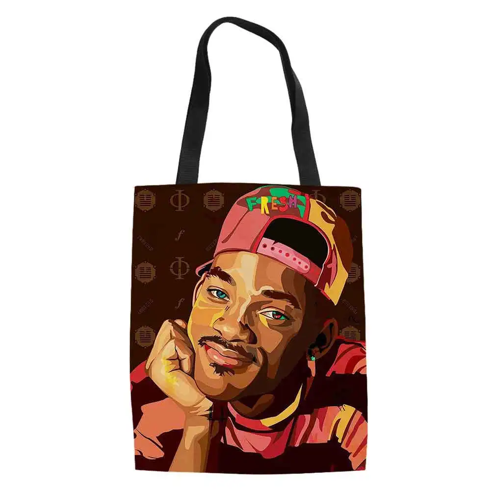 

THIKIN Fresh Prince Pattern Large Capacity Ladies Beach Bag Women Canvas Tote Bags Daily Shopping Bag Custom Logo