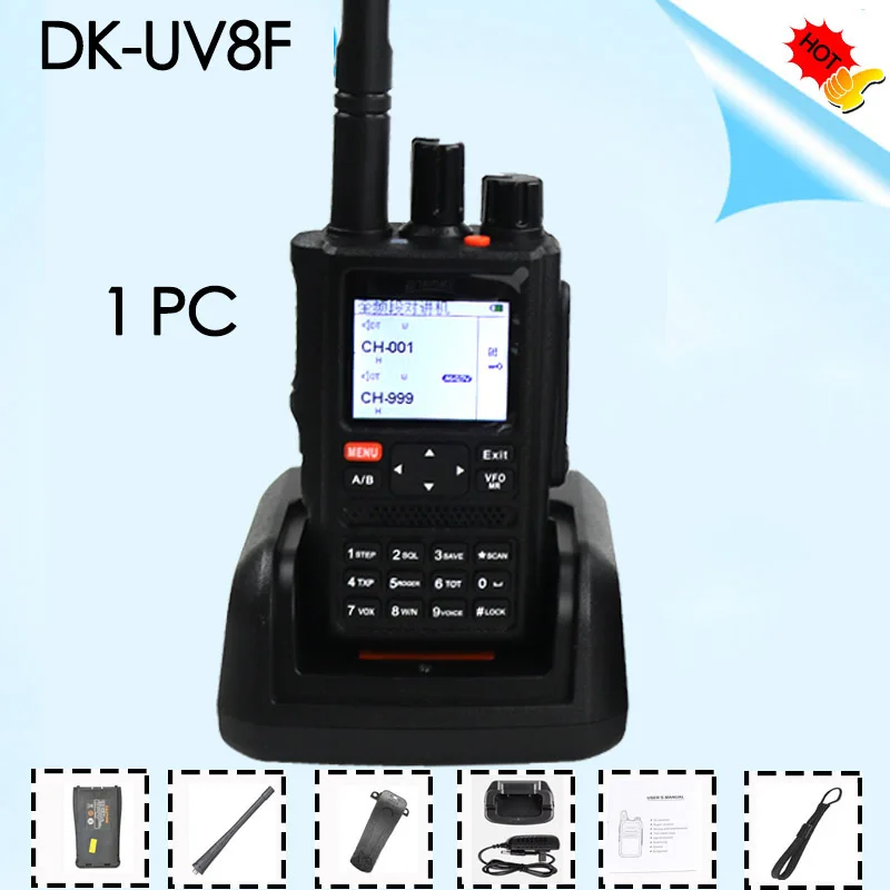 1 PC DONGKE UV 8F мощная рация 10 км CB радиостанция yaesu sq УКВ-приемопередатчик большой дальности портативный DMR радио comunicador - Цвет: 1 PC