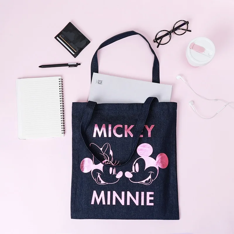 

Disney Fashion Multifunctional Canvas Bag Washing + Solid Color Denim Shoulder Bag Large Capacity Student Tutorial Bags