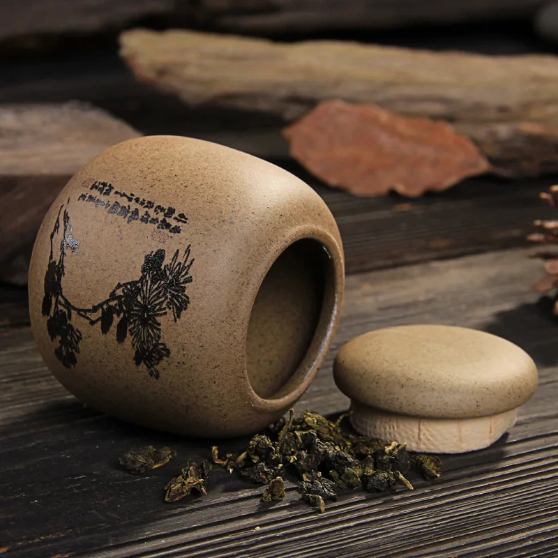 Чай Caddy для сырой керамики чай Улун китайский фарфор керамическая банка коробочка для чая кунг-фу хранения сундук для хранения порошка резервуар для хранения