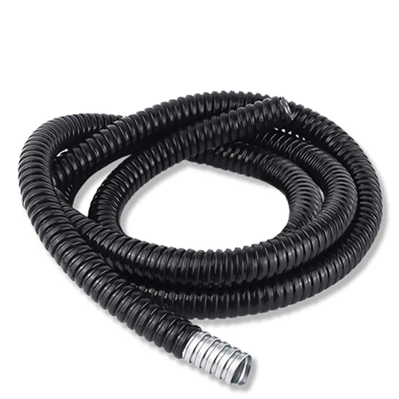 

5M Length High Quality Black Plastic Coated Metal Hose Waterproof Threaded Corrugated Flexible Pipe Cable Line Sleeve Protecter
