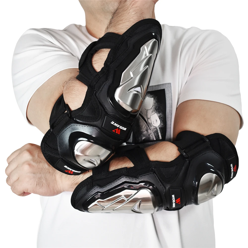 Only Elbow Guards WOSAWE для взрослых, мотоциклетные длинные наколенники, налокотники, нержавеющая сталь, грязный велосипед, бездорожье, защитное снаряжение, безопасность для велосипедистов - Цвет: Only Elbow Guards