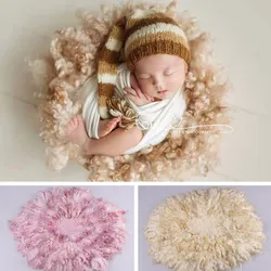 Couverture de photographie pour nouveau né, tapis en laine frisé de nouvelle zélande de 45cm, arrière plan pour bébé, accessoires de séance Photo 
