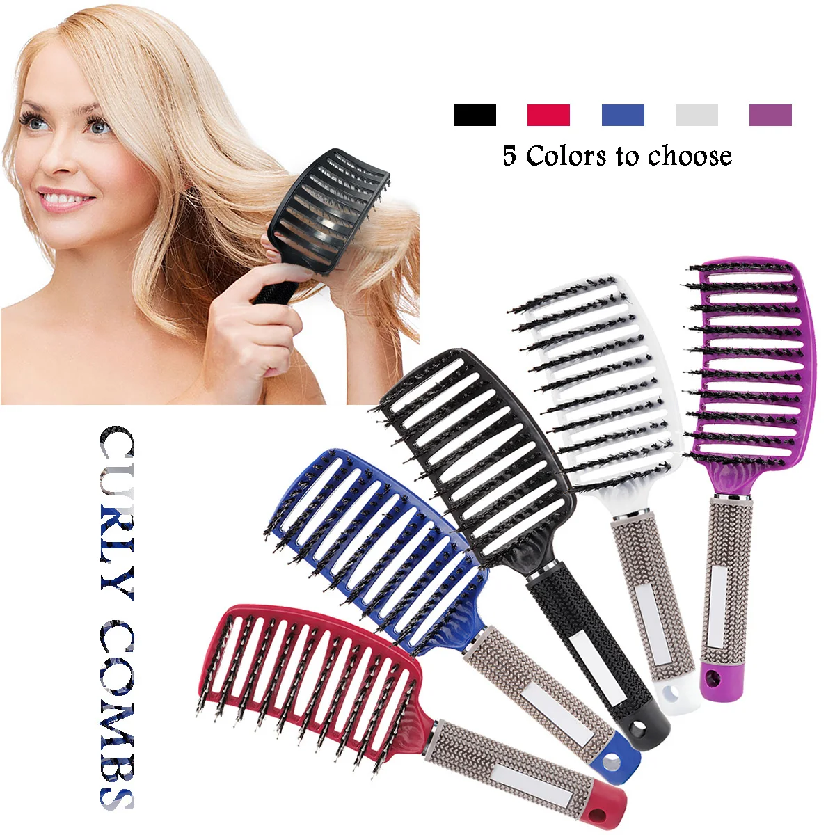 Scalp Massage Comb Fishbone Curly Straight Soft Round Hairy Teeth Brush Detangle Hair Brush for Salon Hairdressing Styling Tools